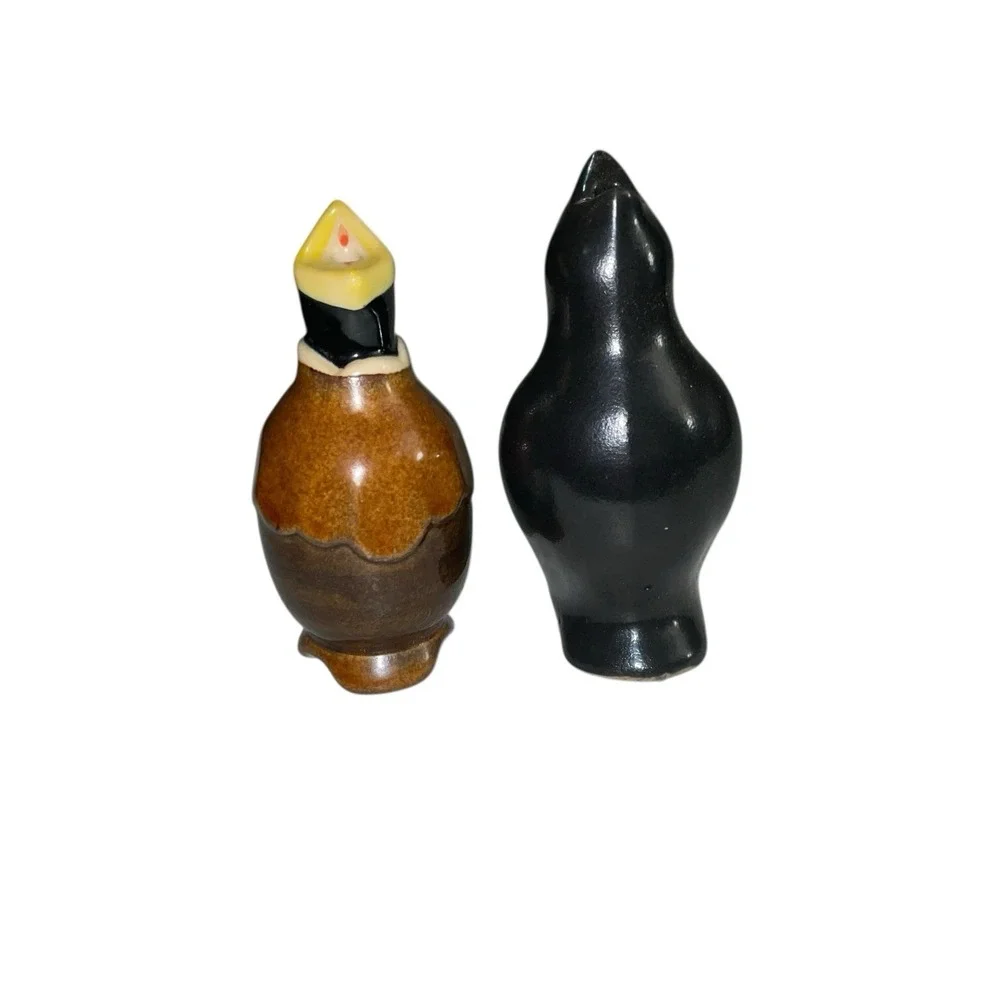 Vintage Old Pie Birds Black Bird Brown Bird Set Of 2